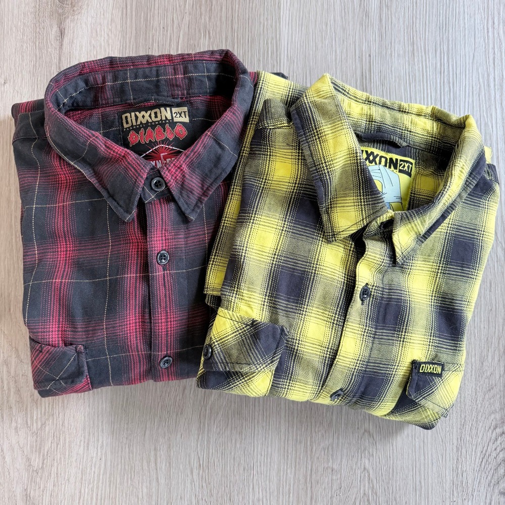 Bundle 2 Dixxon Flannel Diablo Safety Inspector FR Shirts Mens 2XT Red Yellow